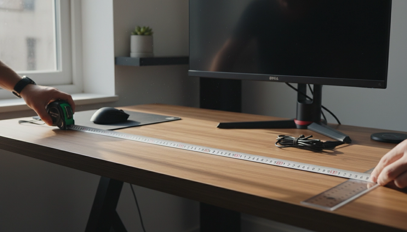 Mesure de l'espace du bureau pour adapter tapis souris espace disponible avant l'achat