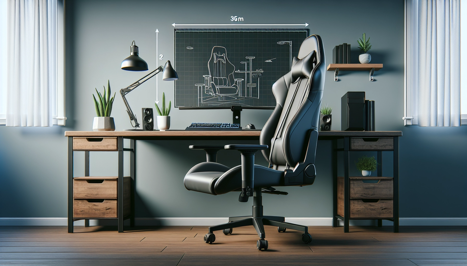 Agencement setup gaming ergonomique avec hauteur bureau et chaise parfaitement réglées pour une posture optimale