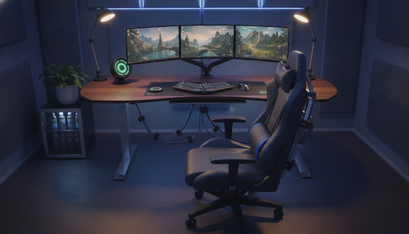 Un espace gaming bien aménagé pour prévenir les douleurs aux poignets.