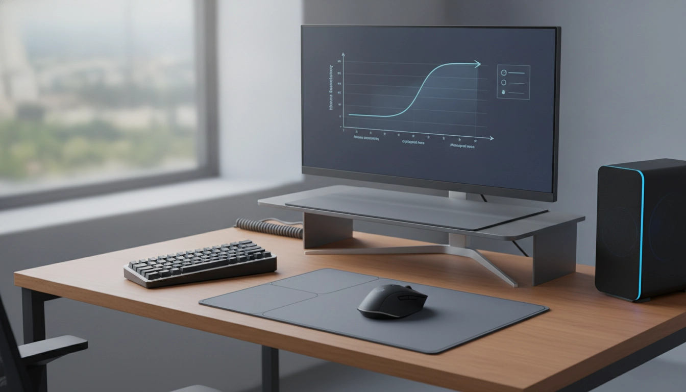 Setup gaming optimisé avec un espace bureau tapis souris taille sensibilité basse restreint