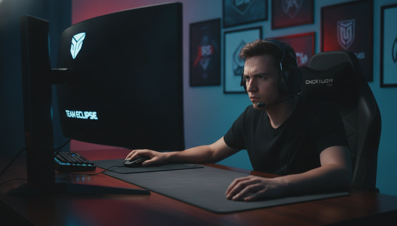 Joueur professionnel utilisant un tapis optimisé pour sa performance en jeu