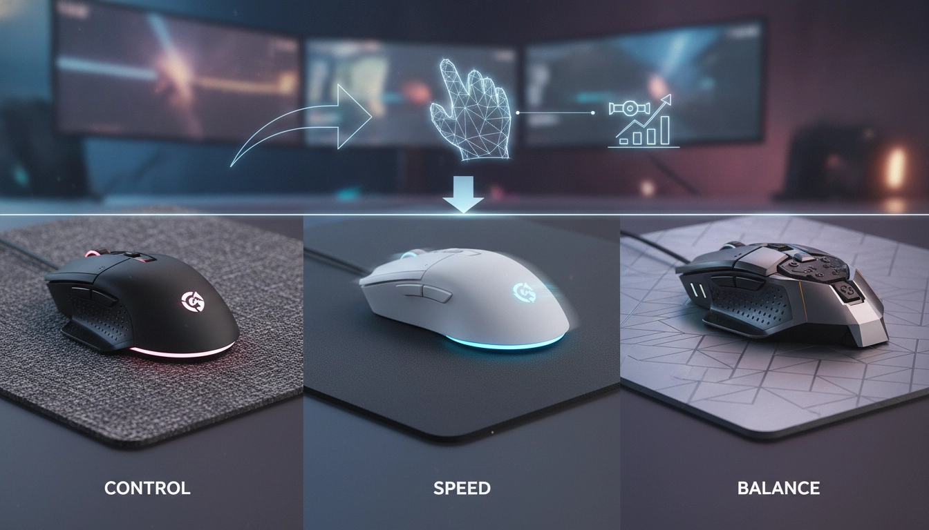Gamer professionnel testant différentes textures de tapis de souris pour maximiser sa performance