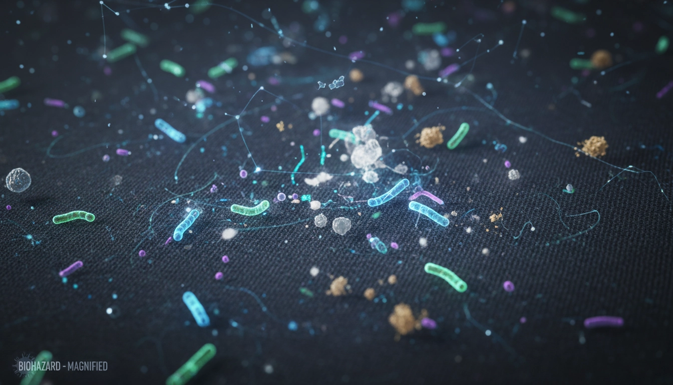 Bactéries et germes microscopiques sur un tapis de souris gaming à désinfecter