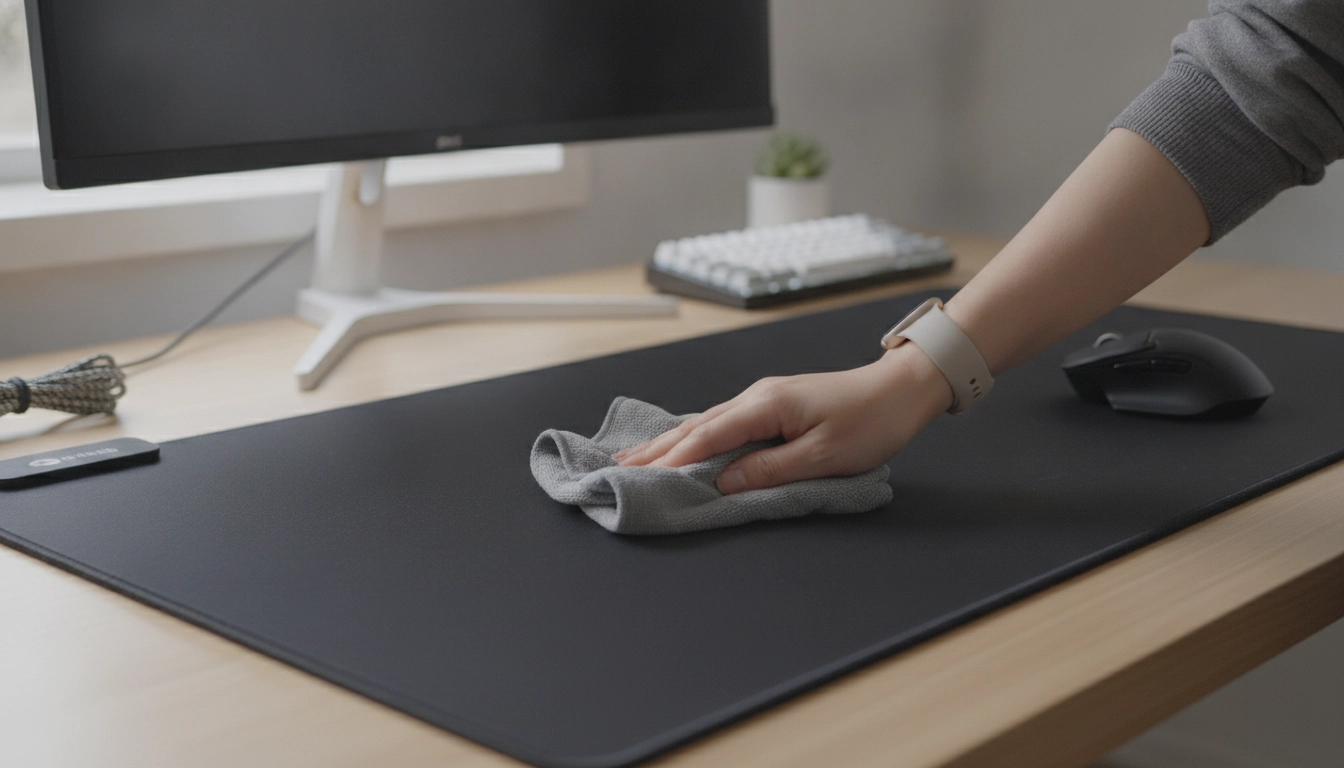 Méthode pour désinfecter tapis de souris sans l'abîmer en utilisant un chiffon en microfibre