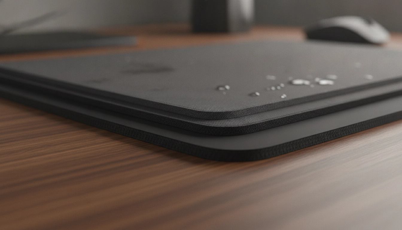 Visualisation de la différence tapis souris 3mm 5mm confort main avec une vue latérale détaillée.