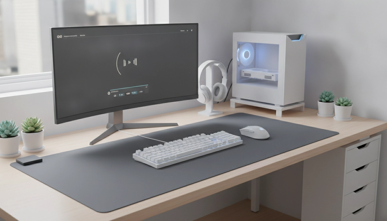 Setup gaming compact avec des dimensions tapis souris pour petit bureau gaming bien optimisées