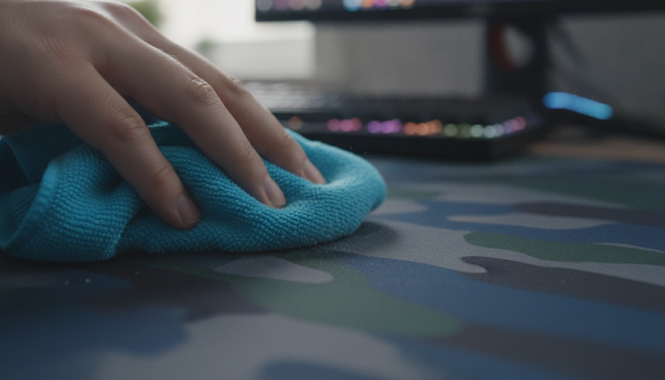 Nettoyage délicat d'une surface de tapis de souris rigide