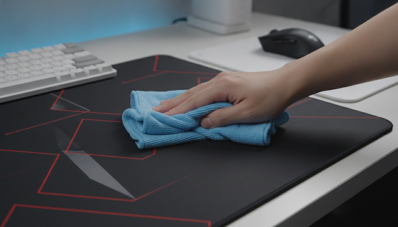 L'une des étapes pour entretenir un tapis de souris rigide au quotidien consiste à utiliser un chiffon microfibre propre.