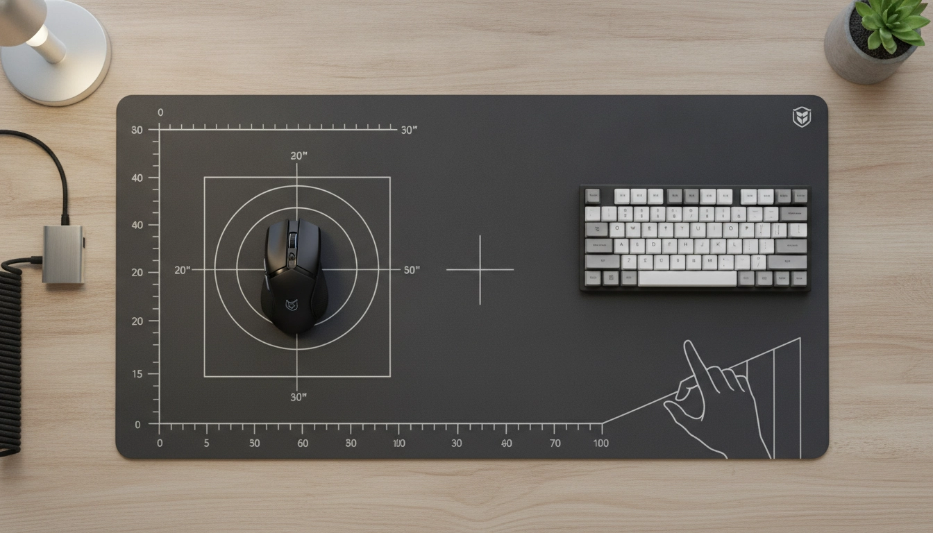 Optimisation de l'espace de jeu avec un tapis de souris adapté au bureau.