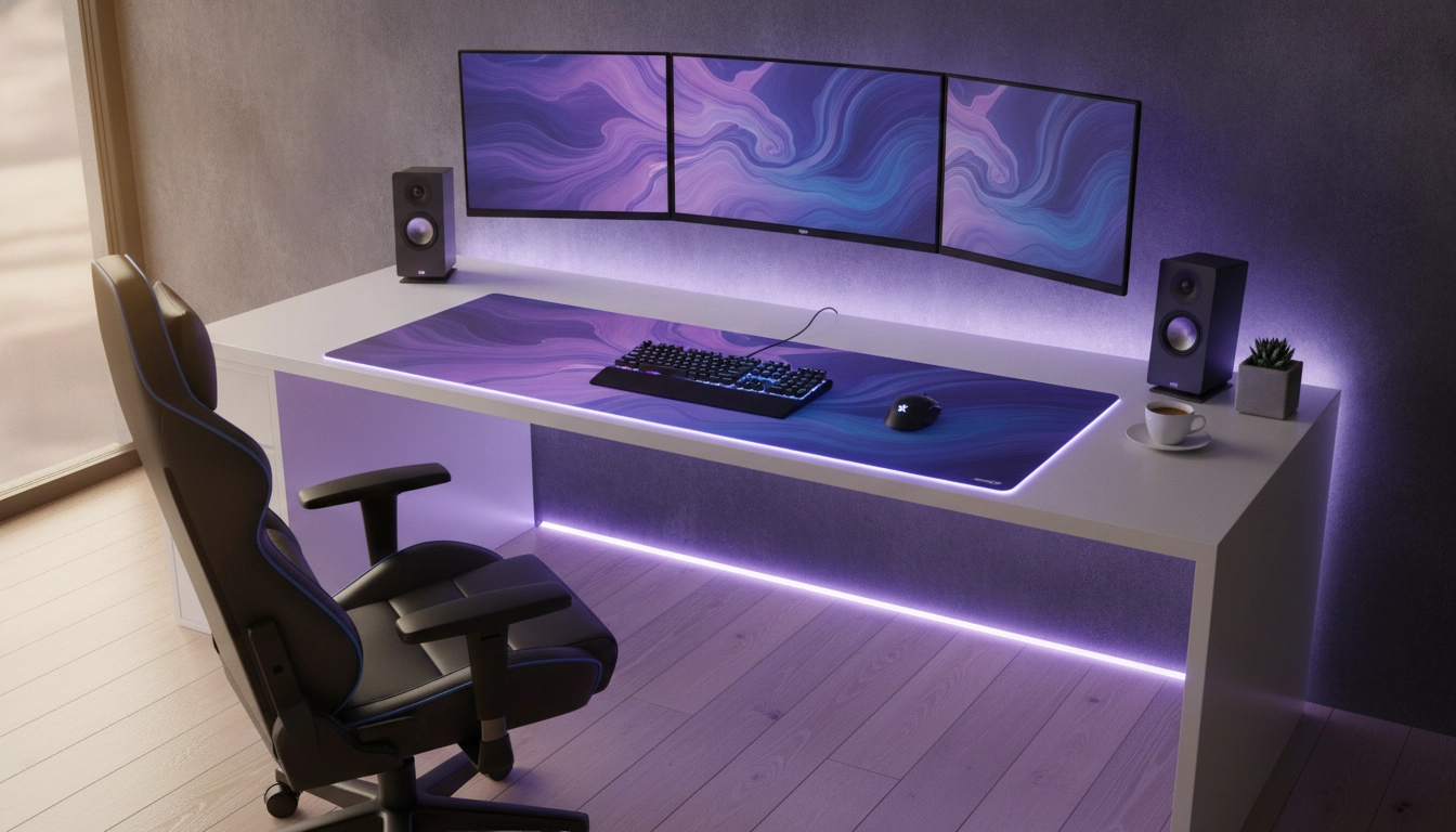 Une vue d'ensemble pour harmoniser tapis souris avec lumière ambiante setup dans une chambre gaming