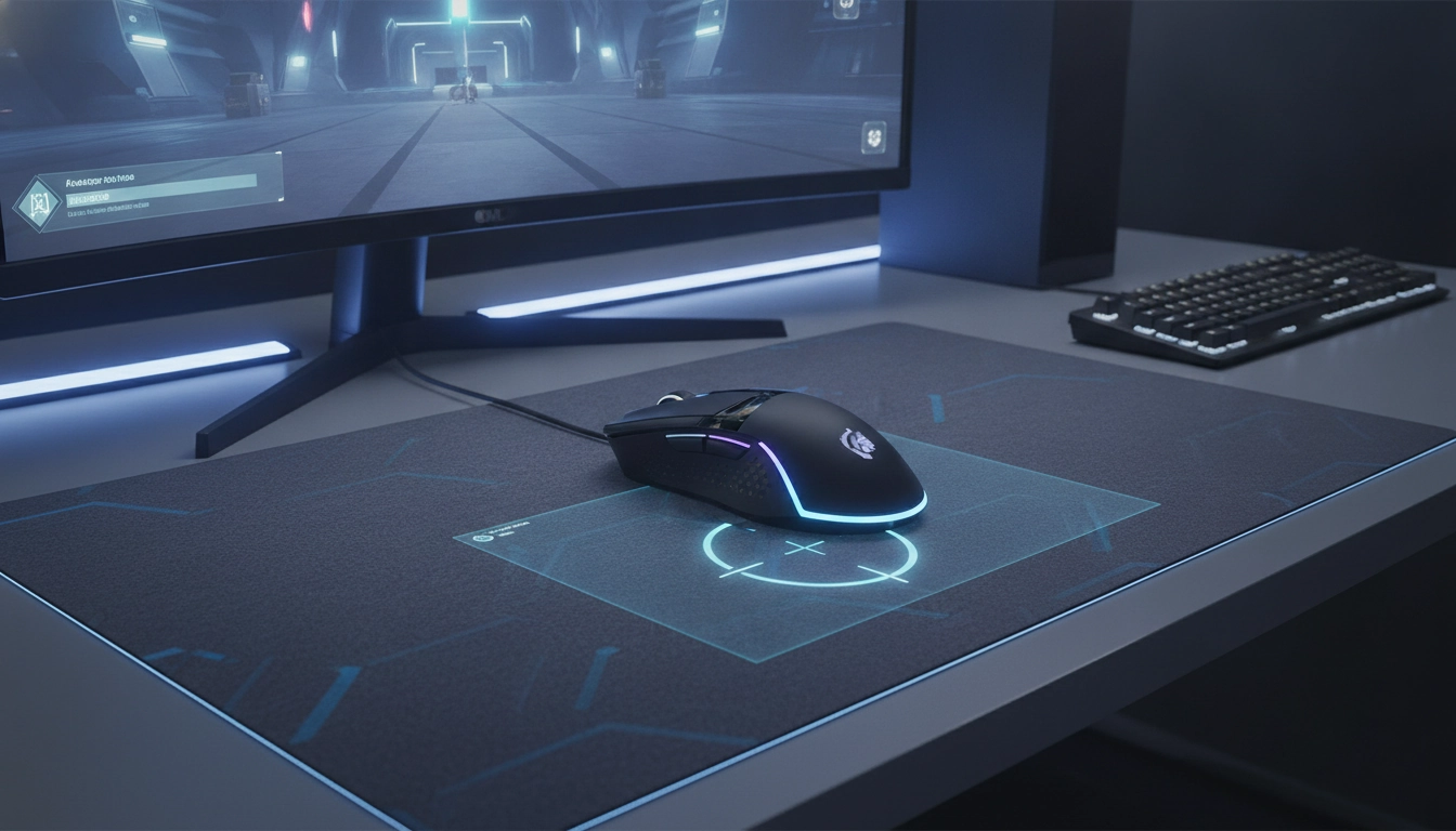 Un joueur professionnel testant l'impact tapis souris sur le jeu fps précision contrôle en tournoi