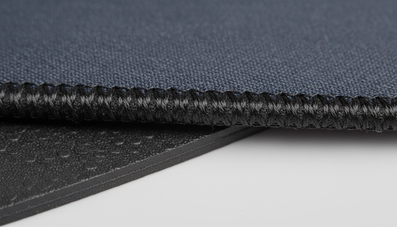Coutures de bords d'un tapis de souris gaming en tissu microfibre pour une durabilité maximale