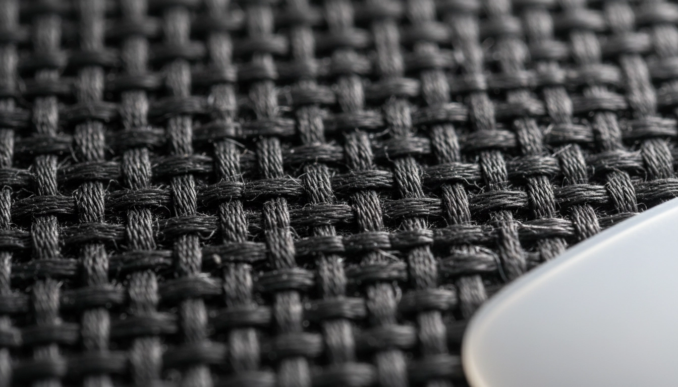 Gros plan sur la texture microfibre d'un tapis de souris gaming tissu vitesse