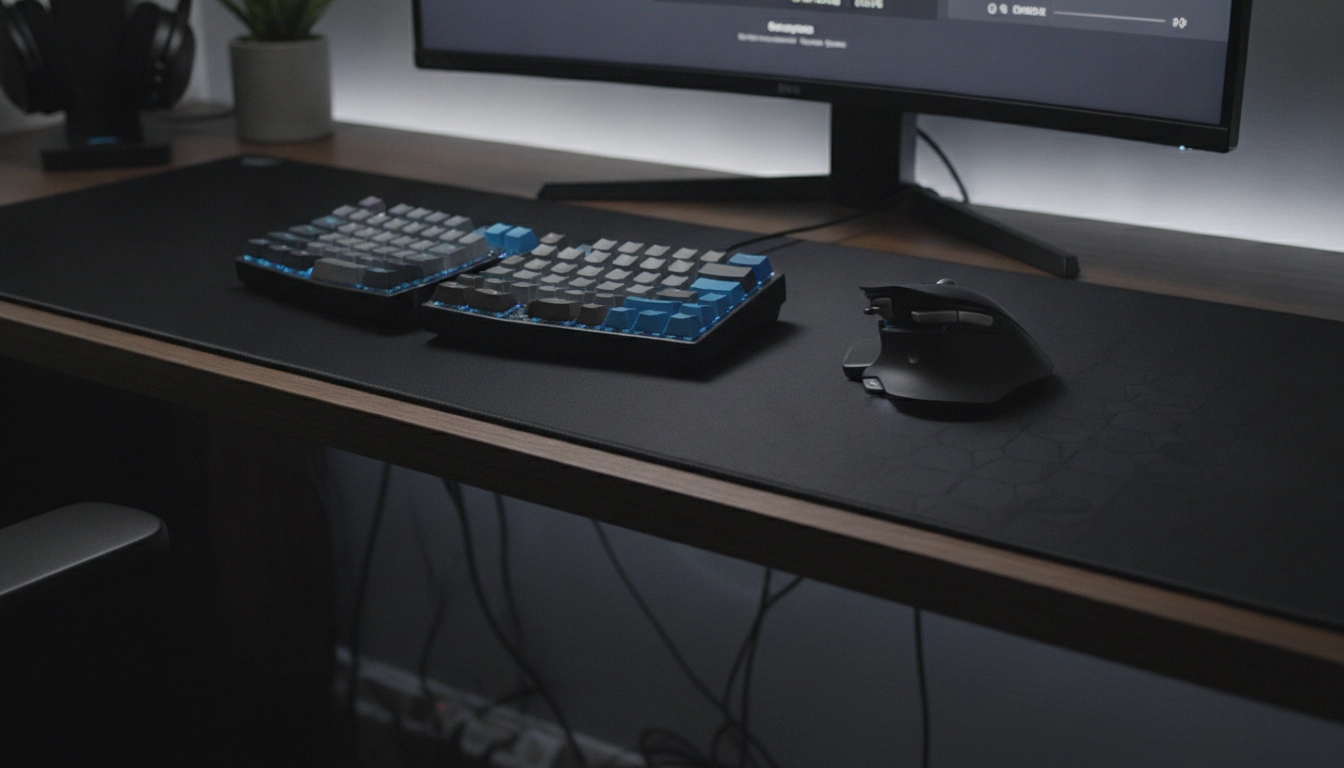 Le placement tapis souris bureau ergonomique posture optimale sur un setup gaming professionnel