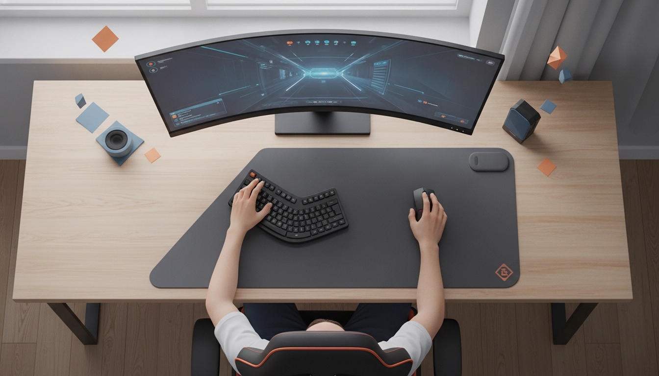 Placement tapis souris bureau ergonomique posture optimale pour un joueur PC