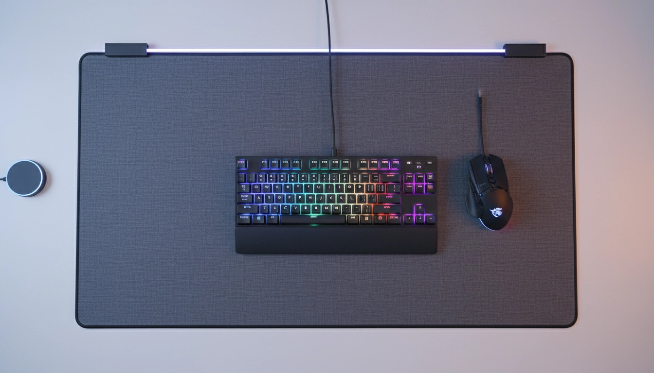 Setup gaming avec grand tapis de souris XL illustrant l'importance de la posture gaming tapis souris