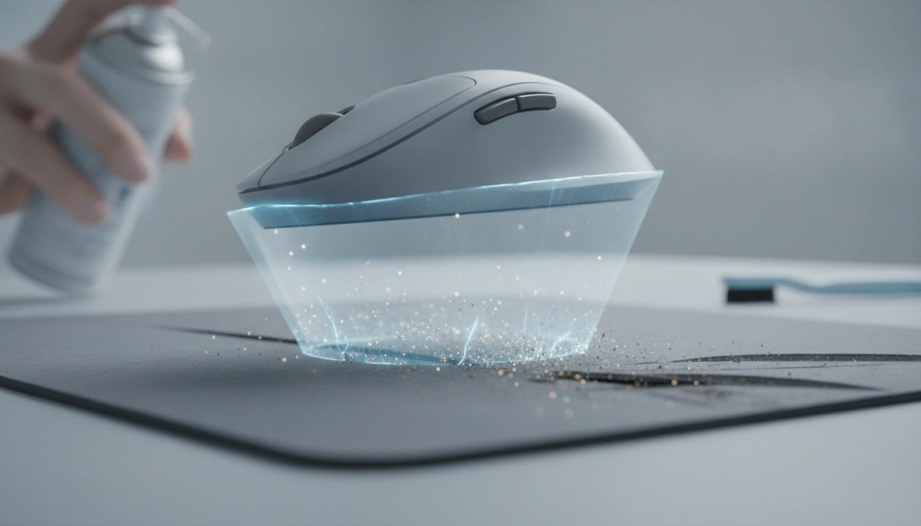 Gros plan sur une souris de jeu sur un tapis propre pour illustrer pourquoi ma souris accroche sur le tapis