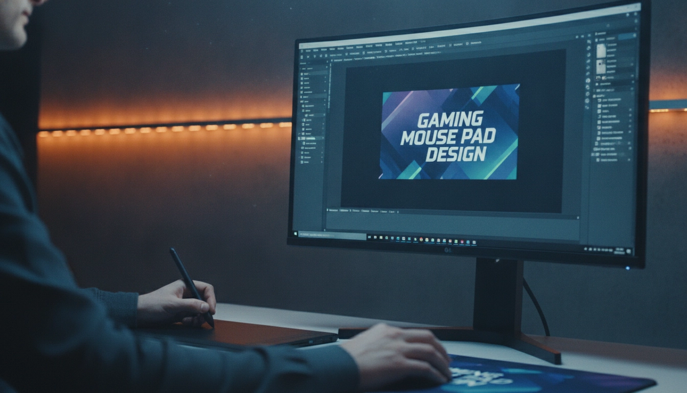 Réglage de la résolution image motif tapis souris personnalisé dans un logiciel de graphisme.