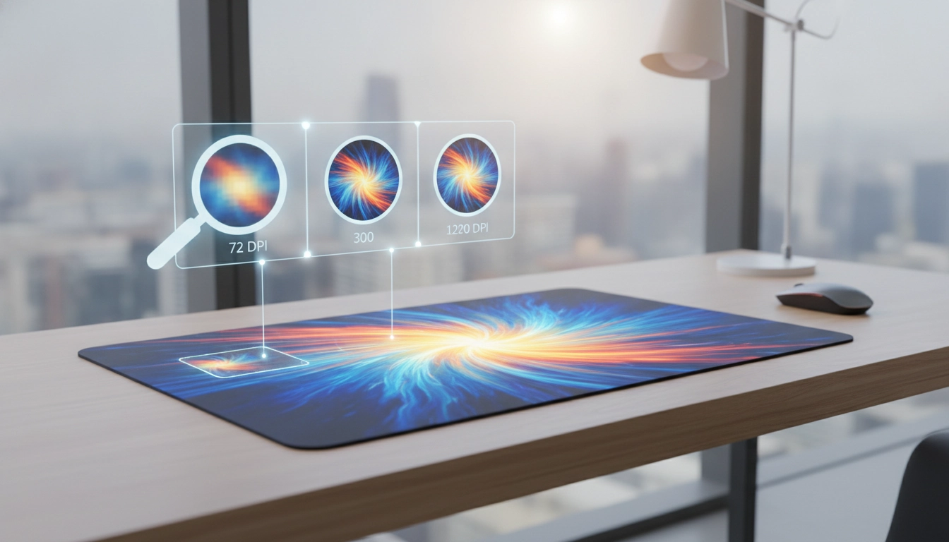 Exemple de résolution image motif tapis souris personnalisé haute qualité sur un bureau de gamer.