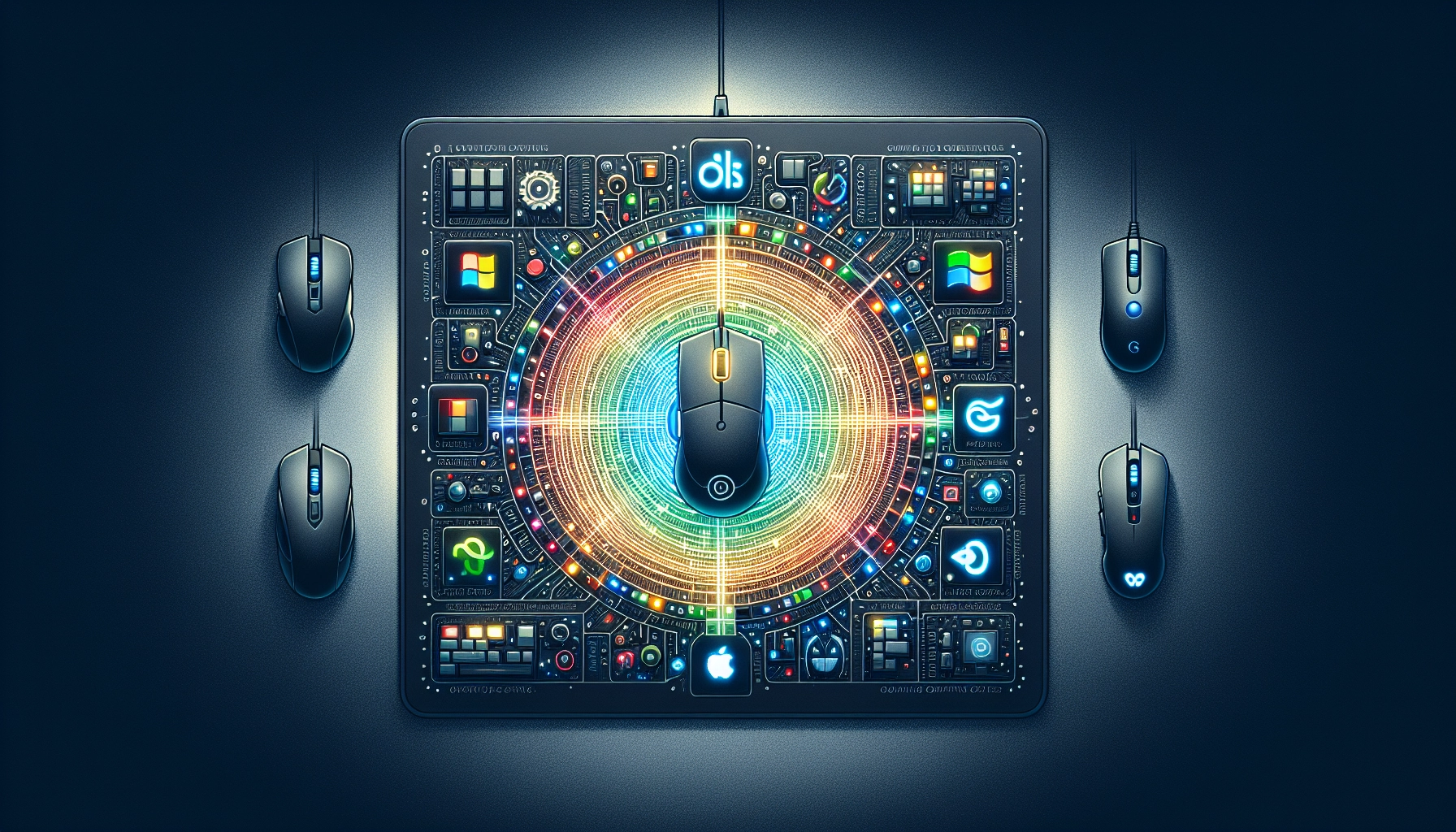 Tapis de souris avec éclairage RGB multicolore compatible différents systèmes d'exploitation