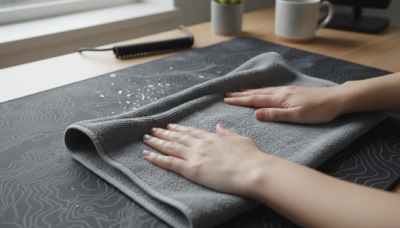Technique pour comment sécher tapis souris après désinfection rapidement en utilisant des serviettes.