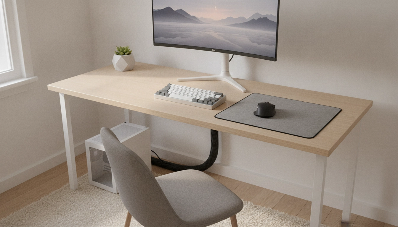 Exemple concret pour organiser setup gaming espace limité tapis souris clavier de manière efficace.