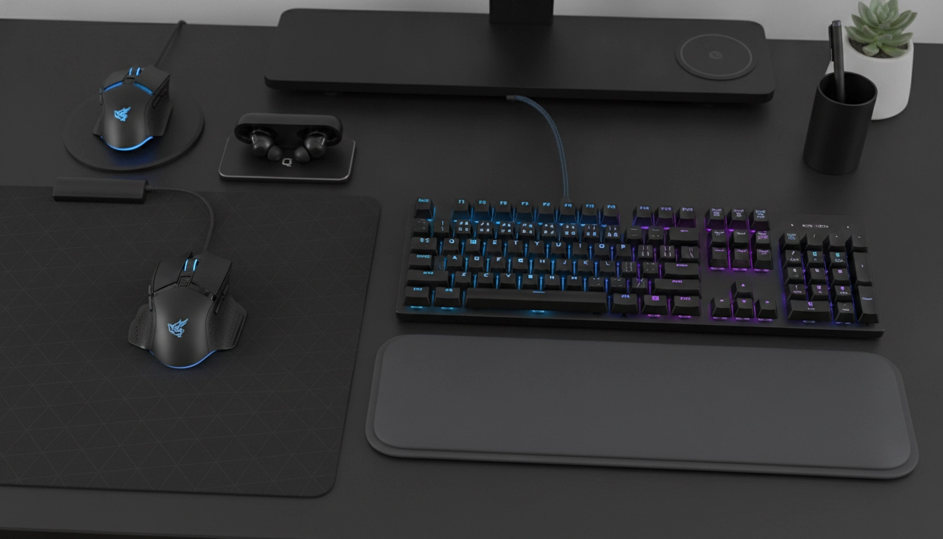 Détail d'un setup optimisé pour le gaming dans un espace restreint.