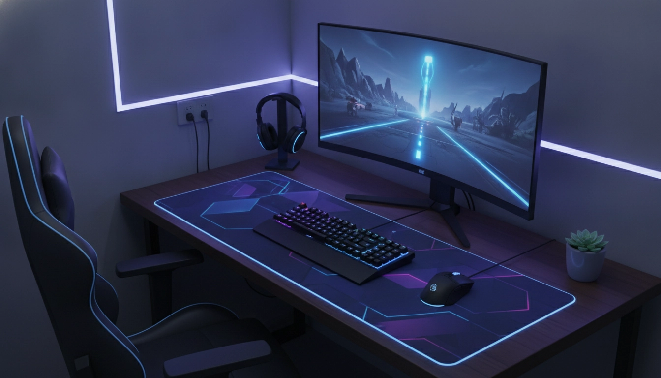 Un setup gaming minimaliste bien organisé pour optimiser l'espace de jeu