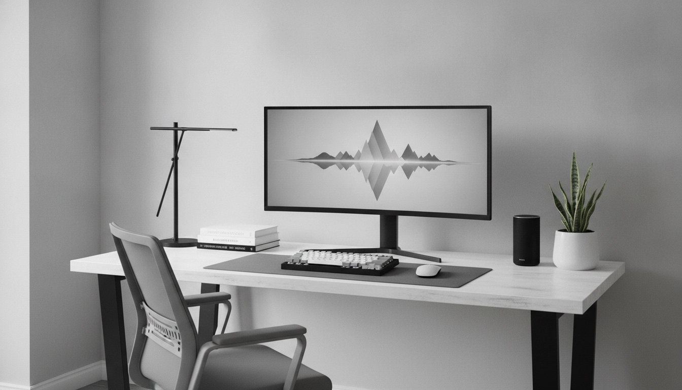 Un bureau minimaliste professionnel permettant de créer un setup monochrome élégant avec une cohérence visuelle parfaite.