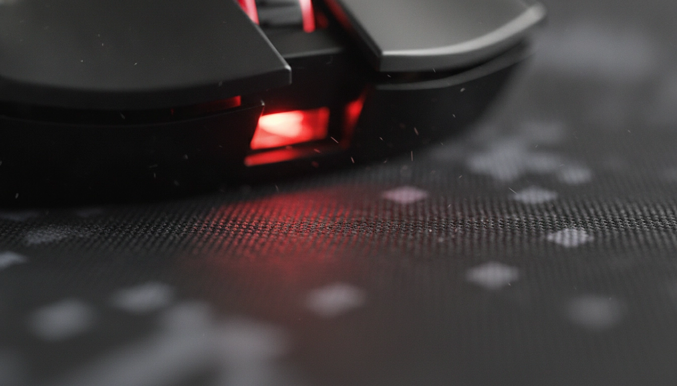 Illustration montrant comment la surface du tapis de souris influence la glisse lors d'une session de jeu intense.