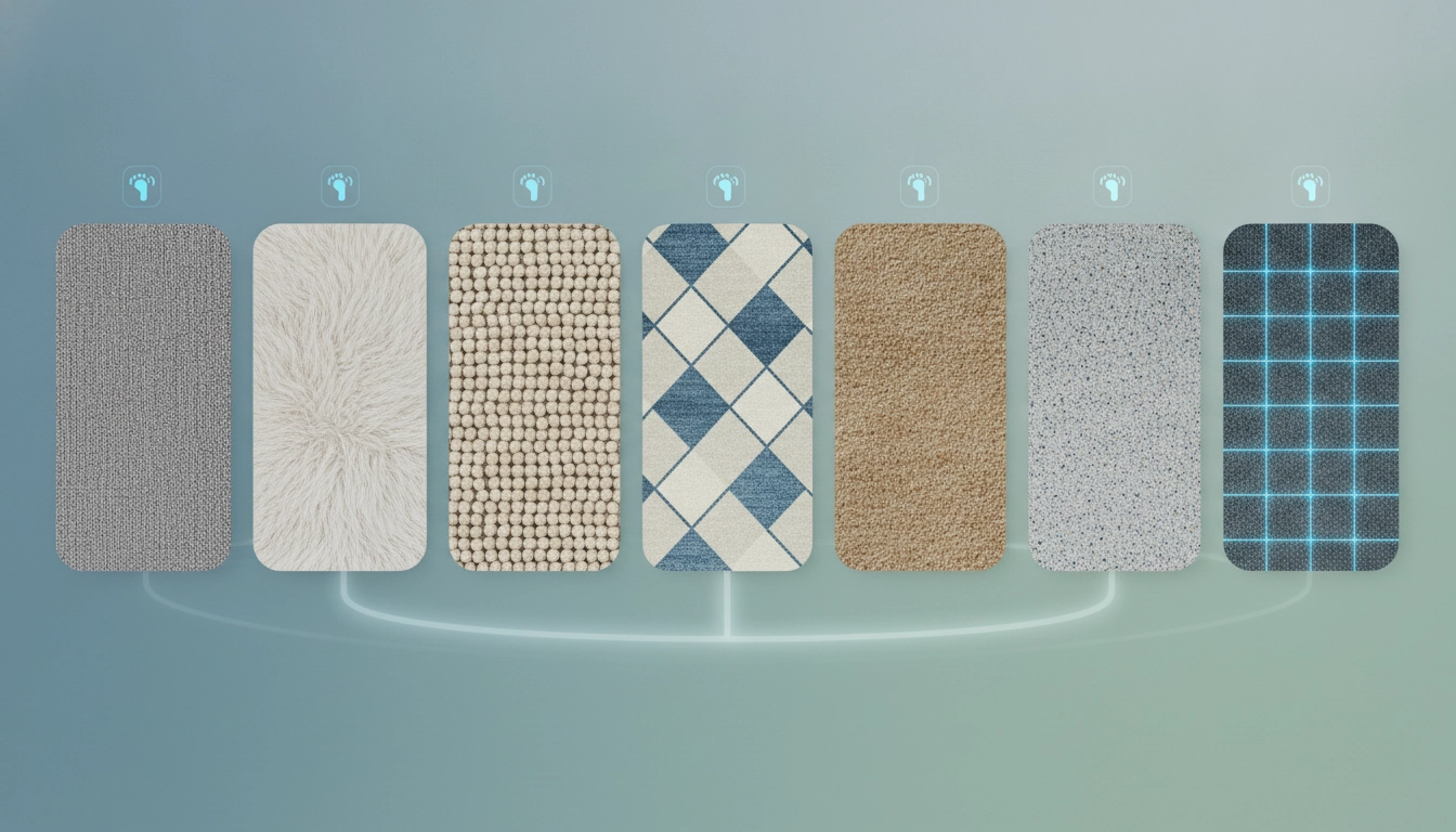 Gros plan sur l'un des types de surfaces tapis compatibles avec capteurs haute résolution