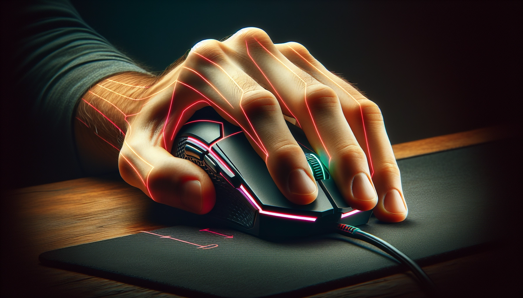 Position ergonomique correcte du poignet pour la prévention du syndrome du canal carpien gamer symptômes prévention lors de l'utilisation d'une souris gaming