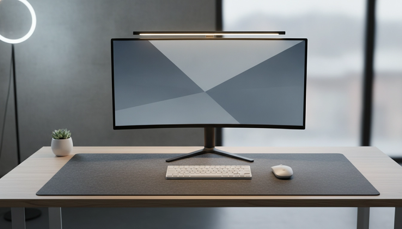 Installation épurée montrant le tapis souris pour clavier taille idéale sur un bureau moderne