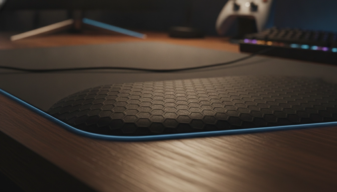 Explication sur pourquoi tapis souris glisse pendant partie avec un focus sur la base antidérapante.