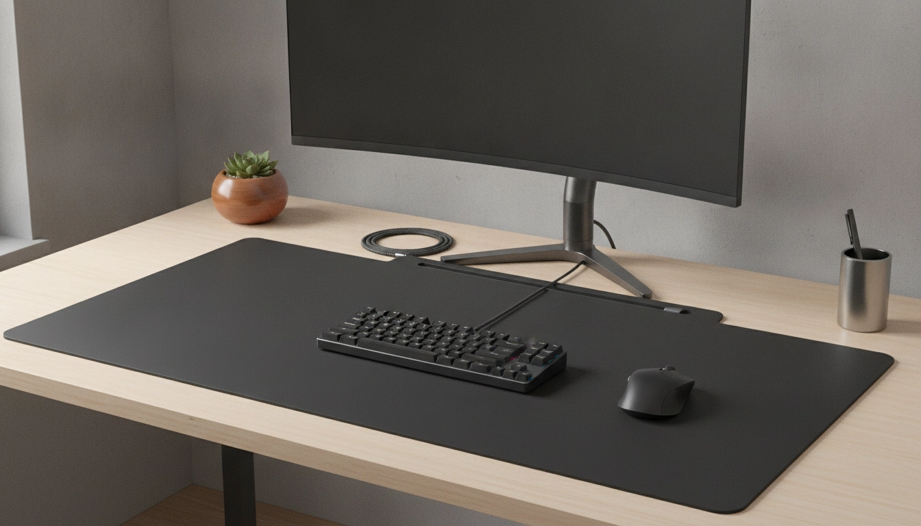 Tapis de souris avec passage de câble intégré pour un setup minimaliste organisé et épuré