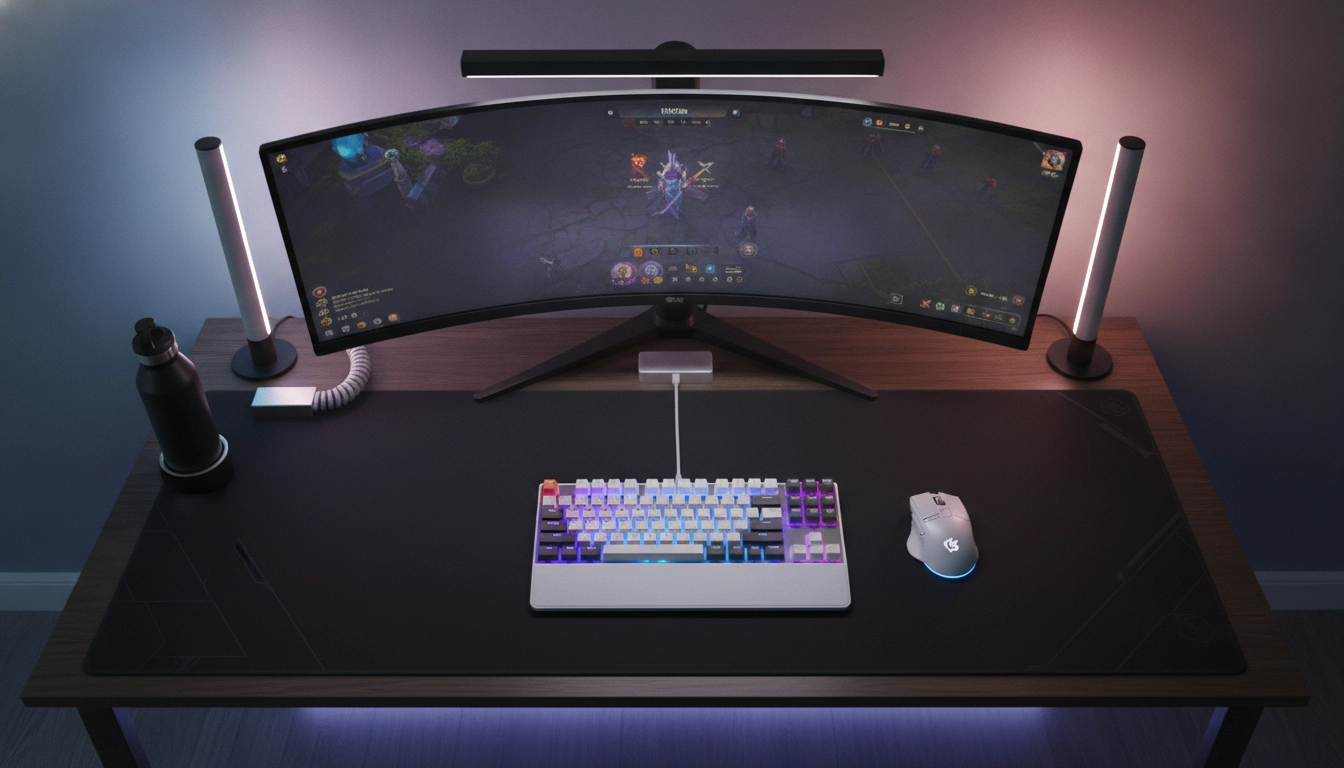 Configuration de bureau avec un tapis souris taille cm dpi sensibilité optimale pour le gaming.