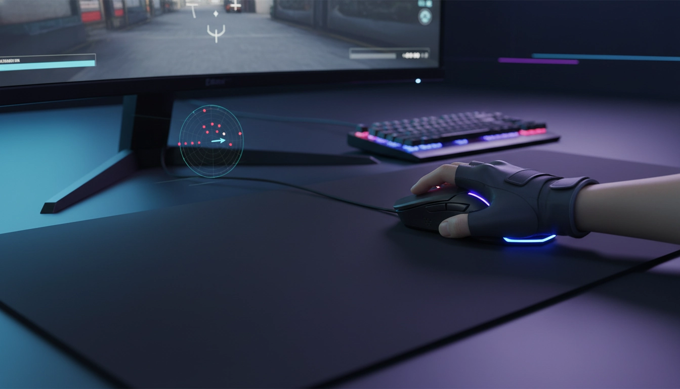 Joueur esport professionnel réalisant un flick shot ultra rapide grâce à un tapis de souris gaming en tissu optimisé pour la vitesse