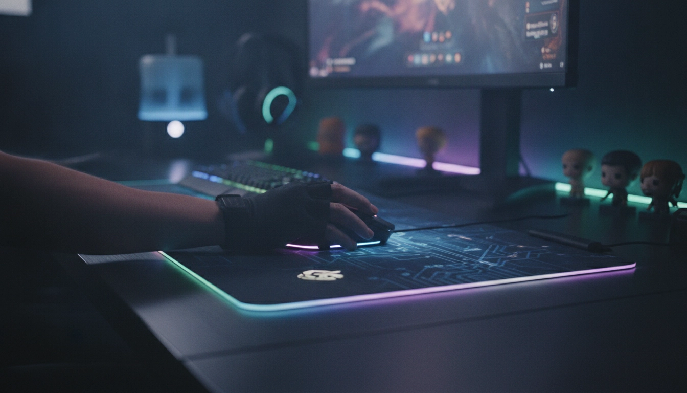 Setup gaming optimisé pour la réactivité, utilisant des techniques pour améliorer la réactivité de sa souris sur tapis de souris