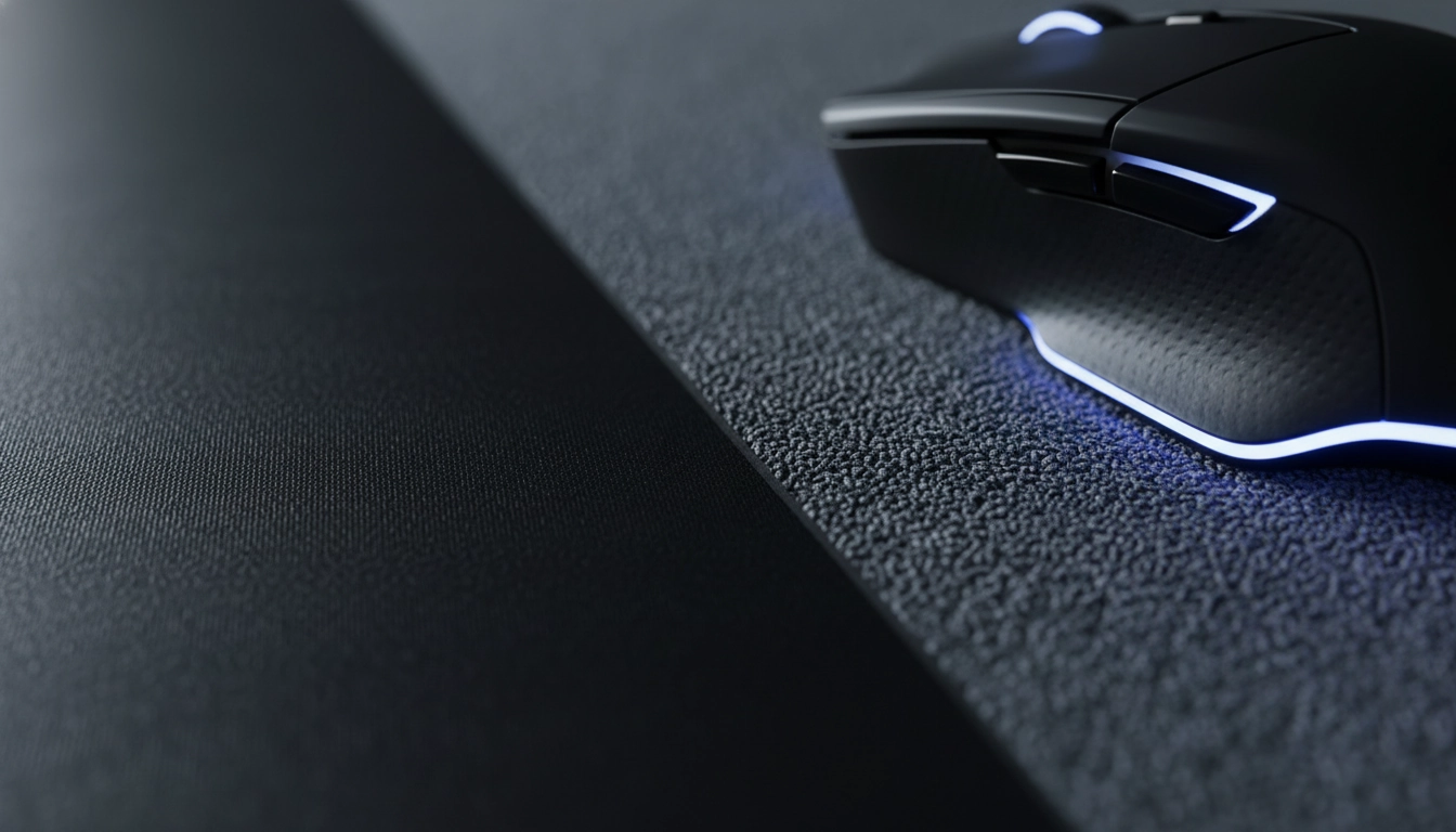 Comparaison des textures tapis souris impact sur la glisse entre une surface speed lisse et une surface control rugueuse