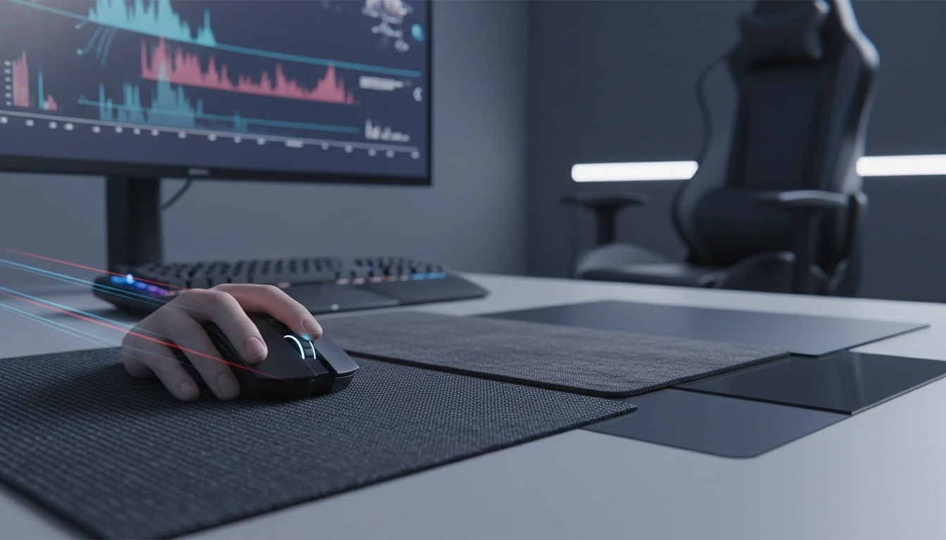 Gros plan sur une texture de tapis de souris gaming montrant l'impact des textures tapis souris sur la glisse et la performance