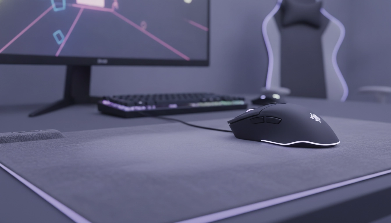Gros plan sur une zone d'usure de la texture d'un tapis de souris impactant la performance gaming